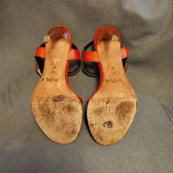 Coach Leather Izzie Red Woven High Heel Sandal Pumps, Size 6 - Picture 4 of 11